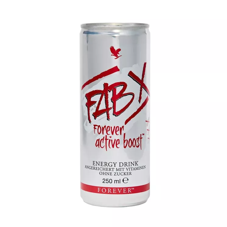 Canette de FAB X Forever Active Boost X - Boisson énergisante enrichie en vitamines B, taurine et caféine