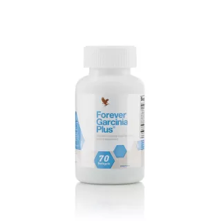 Flacon de Forever Garcinia Plus, supplément naturel à base de Garcinia Cambogia et de chrome, 70 capsules.